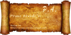 Prusz Alvián névjegykártya